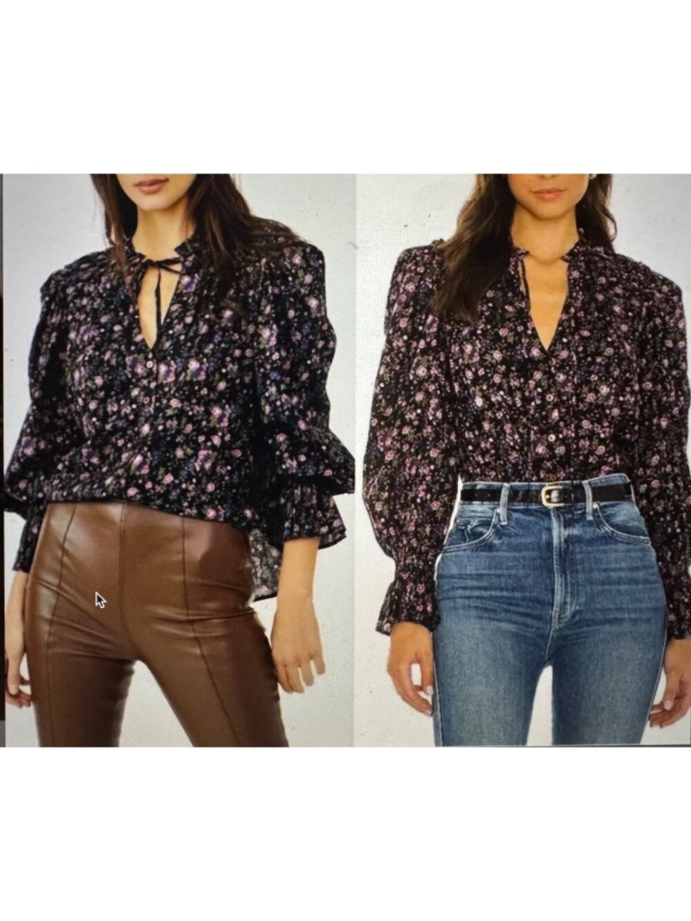 Free People Meant To Be Smocked Blouse Black Floral Cotton Peasant Boho S